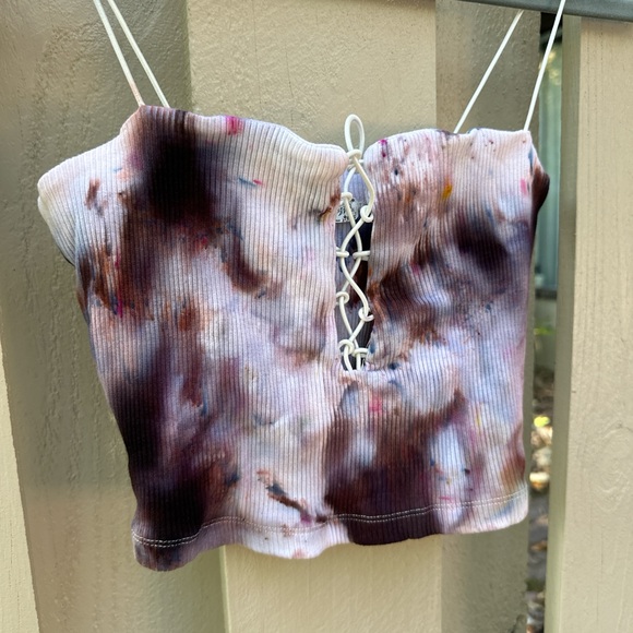 Free People crop top / repurposed & hand dyed by me / pink-brown ombré 🌸 - Picture 2 of 4